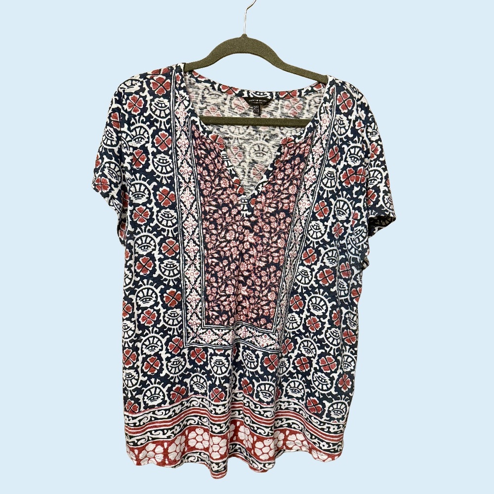 Lucky Brand Cotton Modal Floral Boho V-neck 1X